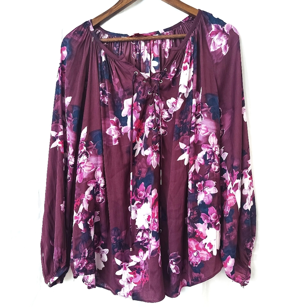 JLo purple and flower blouse size 1x